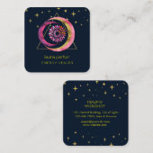 三日月神秘的なロータスボホコズミックスカイ スクエア名刺 (正面/裏面)
