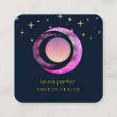 三日月紫色の神秘的なボホコズミックスカイ スクエア名刺 (正面)