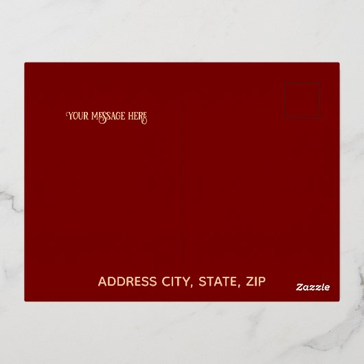 三日月花火バラゴールドフォイルイードムバラクカード 箔シーズンポストカード (裏面)