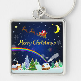 三日月飛んでいる付きサンタクロース キーホルダー