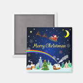 三日月飛んでいる付きサンタクロース マグネット (正面/裏面)