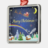 三日月飛んでいる付きサンタクロース メタルオーナメント (左)