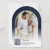 三日月 ムーン ユーカリ アーチ ネイビー ブライダル シャワー 招待状 (裏面)