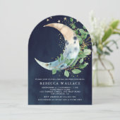 三日月 ムーン ユーカリ アーチ ネイビー ブライダル シャワー 招待状 (スタンド正面)