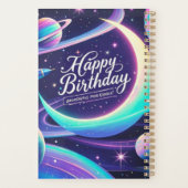 三日月、星、惑星銀河系をテーマにした プランナー手帳 (裏面)