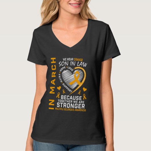 三月は義理の息子のためにオレンジ色を着よう Tシャツ (正面)