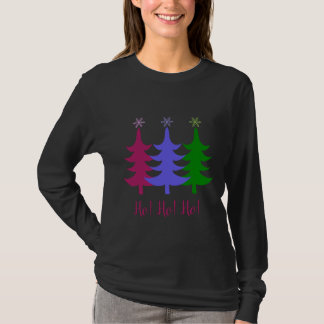 三本のメリークリスマスツリーホ!ホー!ホー! Tシャツ