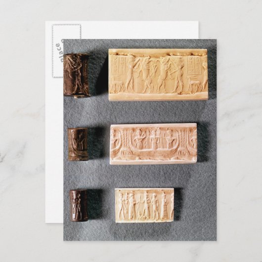 三本の円筒が印影で封じられている ポストカード (正面/裏面)