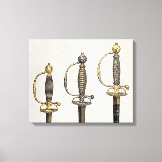 三本フランスの刀の柄 キャンバスプリント (正面)