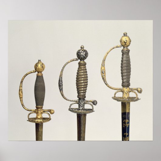 三本フランスの刀の柄 ポスター (正面)