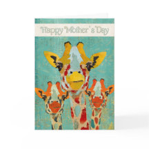 三枚のぞきキリン母の日用カード