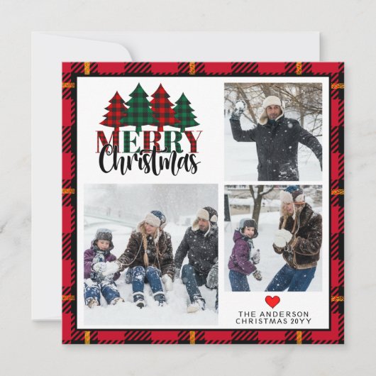 三枚の写真クリスマスプレッドメリークリスマス シーズンカード (正面)