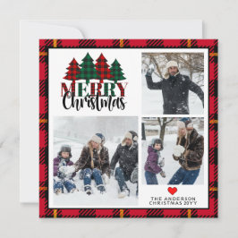 三枚の写真クリスマスプレッドメリークリスマス シーズンカード