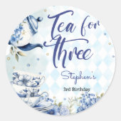 三歳の誕生日のお茶子供へ ラウンドシール (正面)