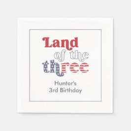 三歳の誕生日の愛国的な土地パーティー スタンダードカクテルナプキン