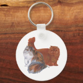 三毛のペルシャ猫と赤毛の長毛種の猫 キーホルダー (正面)