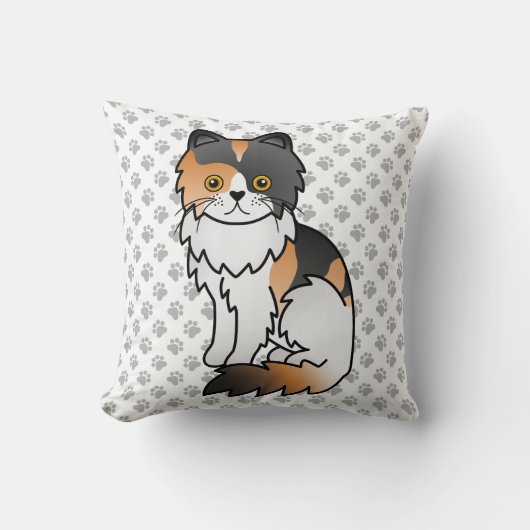 三毛のペルシャ猫 かわいいキャラクター クッション (正面)