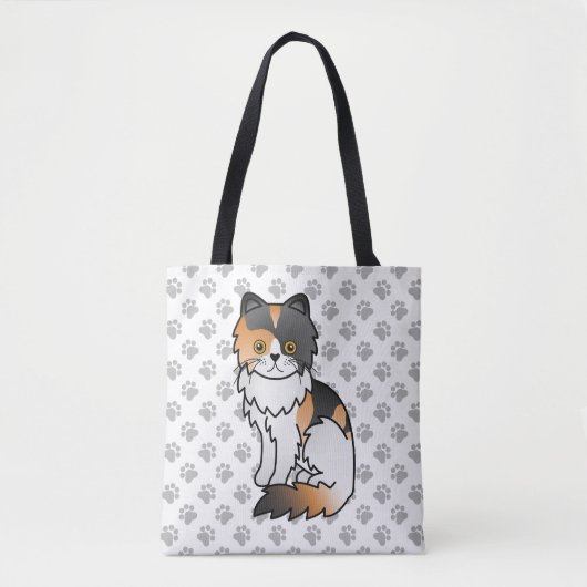 三毛のペルシャ猫 かわいいキャラクター トートバッグ (正面)