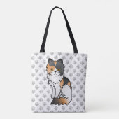 三毛のペルシャ猫 かわいいキャラクター トートバッグ (裏面)