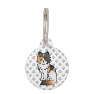 三毛のペルシャ猫 かわいいキャラクター ペット ネームタグ