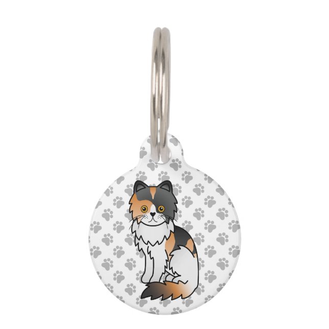 三毛のペルシャ猫 かわいいキャラクター ペット　ネームタグ (正面)