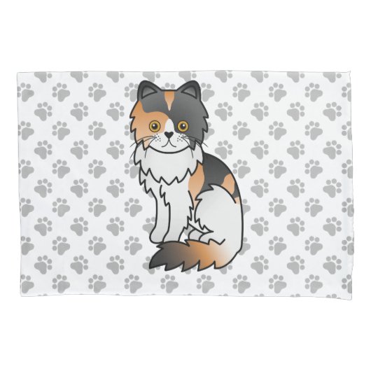 三毛のペルシャ猫 かわいいキャラクター 枕カバー (正面)