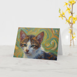 三毛の子猫の幻想的なアートノートカード カード