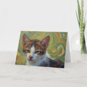 三毛の子猫の幻想的なアートノートカード カード (正面)