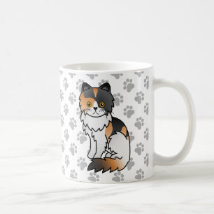 三毛ペルシャン風可愛いキャラクター猫イラスト コーヒーマグカップ