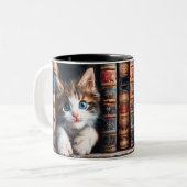 三毛子猫の陶器 コーヒー ティー ココア マグカップ (正面左)