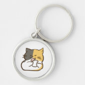 三毛猫ちゃんステッカー - かわいい キーホルダー (正面)