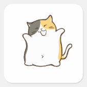 三毛猫ちゃんステッカー - かわいい スクエアシール (正面)