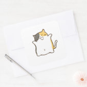 三毛猫ちゃんステッカー - かわいい スクエアシール (封筒)
