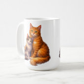 三毛猫とトラ猫のマグカップ  コーヒーマグカップ (正面左)