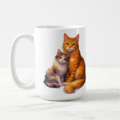 三毛猫とトラ猫のマグカップ  コーヒーマグカップ (左)
