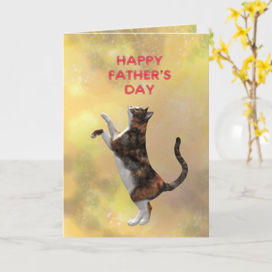 三毛猫と父の日 カード (黄色い花)