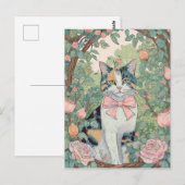三毛猫と花のポストカード ポストカード (正面/裏面)