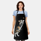 三毛猫と蝶の水彩画  エプロン (着用した状態)