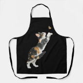 三毛猫と蝶の水彩画  エプロン (正面)