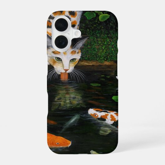 三毛猫と錦鯉 iPhone 16ケース (裏面)