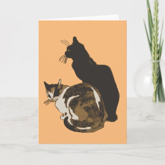 三毛猫と黒猫のカットアウト カード (正面)