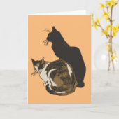 三毛猫と黒猫のカットアウト カード (黄色い花)