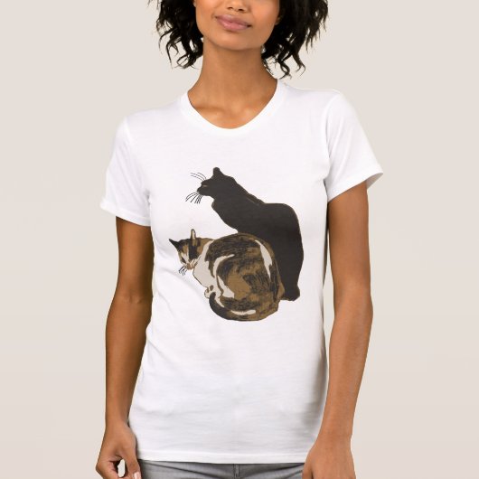 三毛猫と黒猫のカットアウト Tシャツ (正面)
