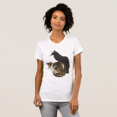 三毛猫と黒猫のカットアウト Tシャツ (正面フル)