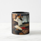 三毛猫にマウスを取られた? コーヒーマグ マグカップ (中央)