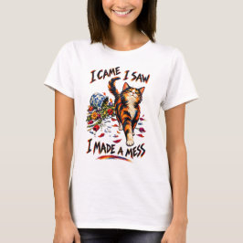 三毛猫のいたずらデザイン Tシャツ