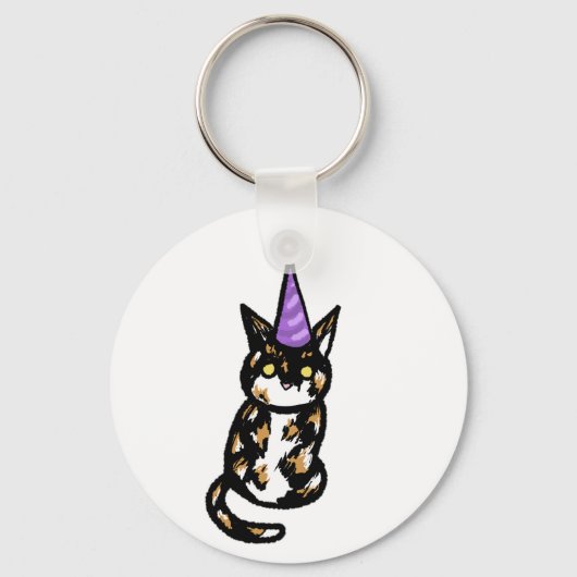 三毛猫のお祝いキーリング キーホルダー (正面)