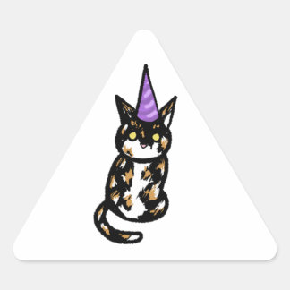 三毛猫のお祝いステッカー 三角形シール