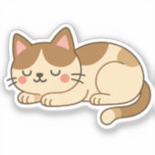 三毛猫のアップリケ　かわいい眠り猫 シール (正面)