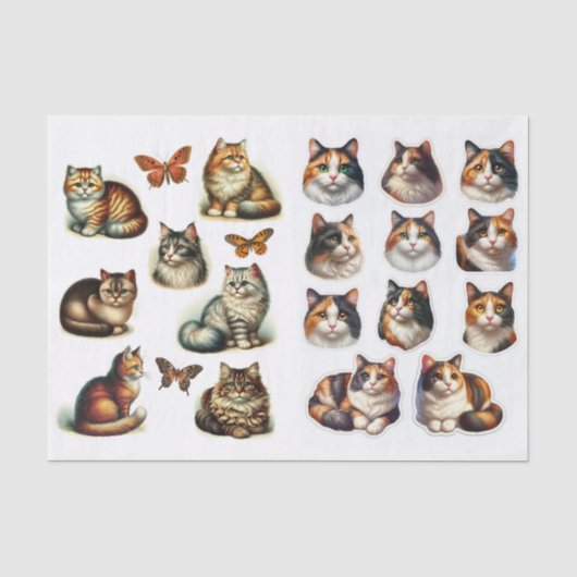 三毛猫のイラストが可愛いこだわりカット集 薄葉紙 (正面)